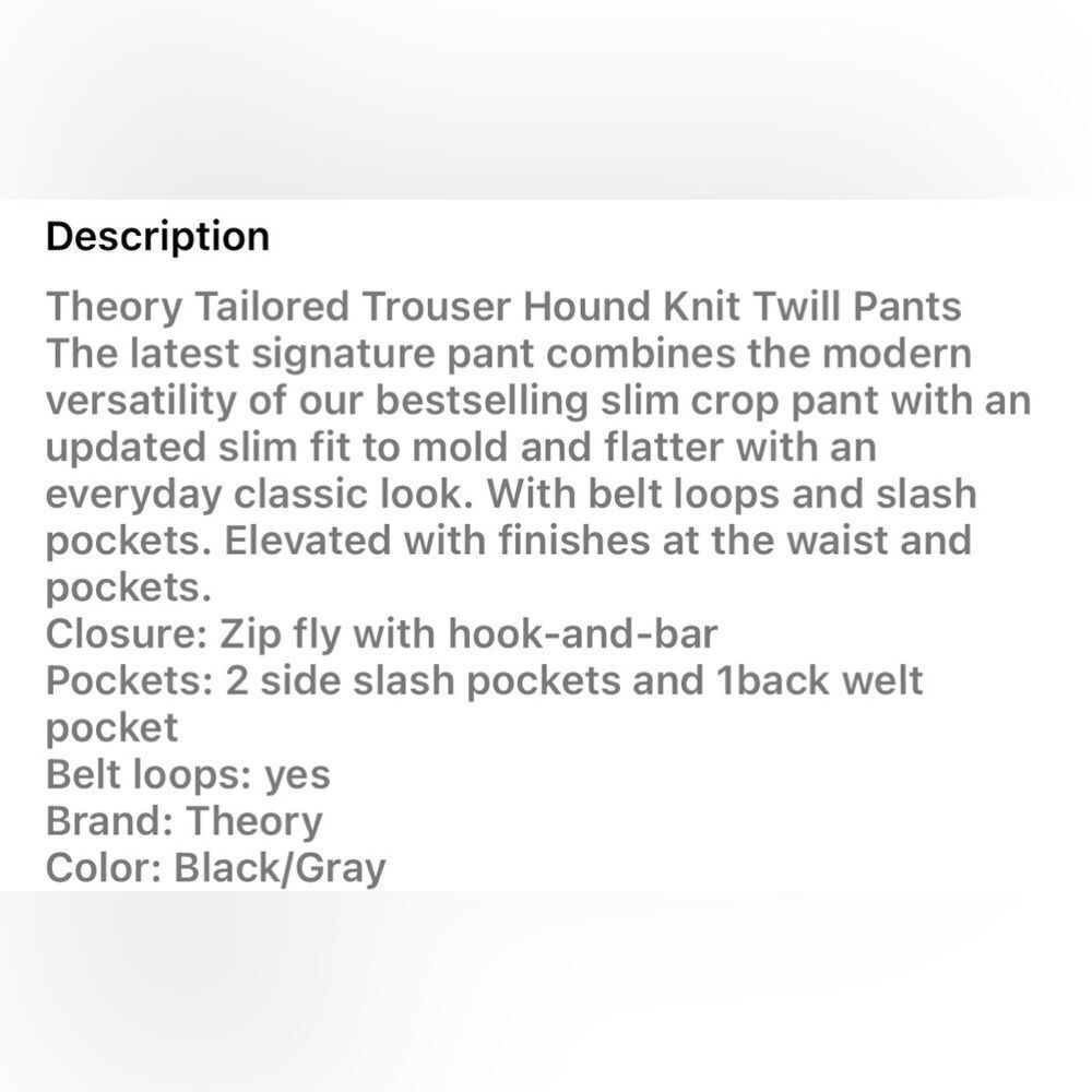 Theory Hound knit twill Tailored Trouser Stretch Tailored Pants 4 - Picture 5 of 11